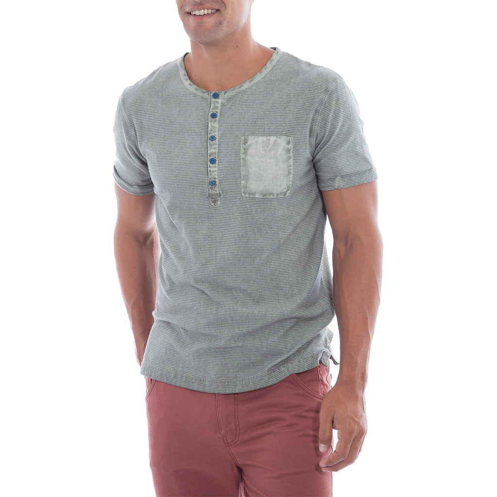 Stripe Henley Short Sleeve Tee