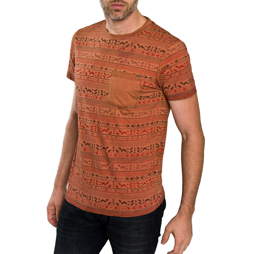 Tribal Printed Tee Shirt with Pocket