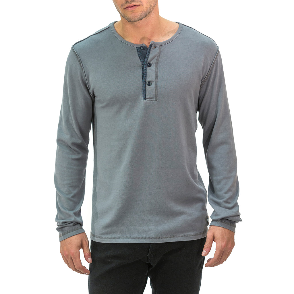 Knit L/S Henley with Contrast Placket