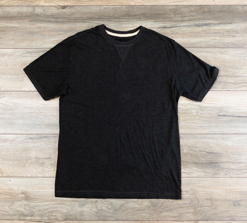 Banded Sleeve Tee - Heather Black