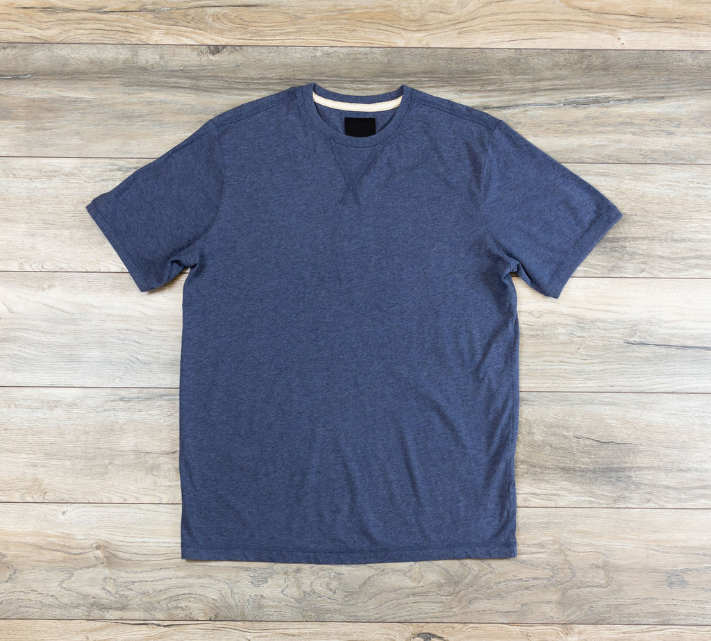 Banded Sleeve Tee - Heather Navy