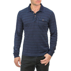 Stripe L/S Polo with Pocket