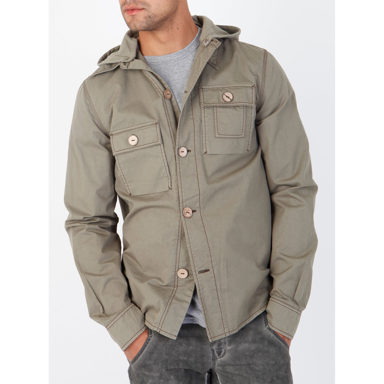 Outer Shirt with Removable Hood