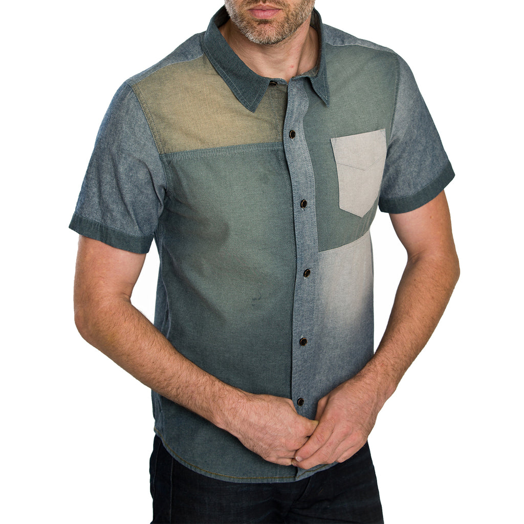 Faded Patchwork Short Sleeve Shirt