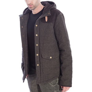 Brown Corduroy Lined Jacket with Hood