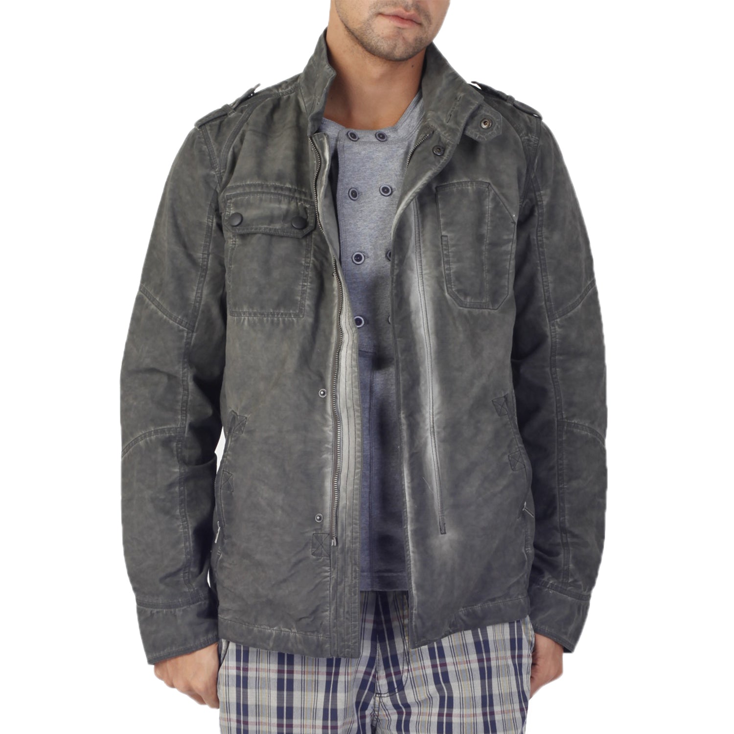 Enzyme Washed Zip Jacket