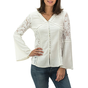 Bell Sleeve V-neck Top