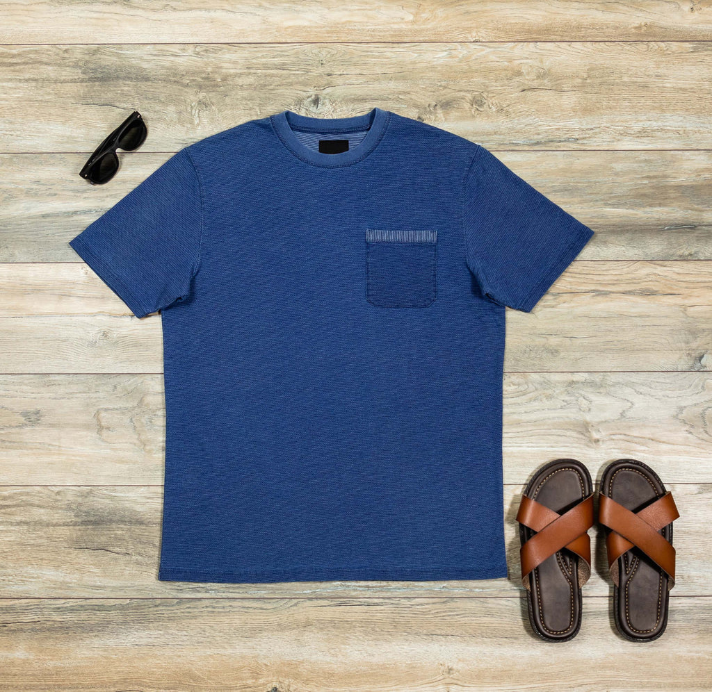 Indigo Dye Tee with Pocket